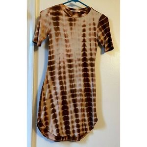 Brown and white bodycon dress